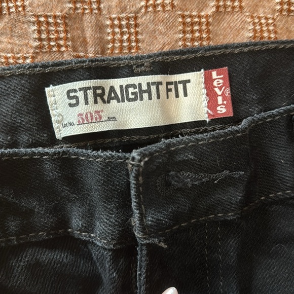 Levi Black 505 Men’s Straight Fit Distressed Jeans 34x30 - Picture 3 of 4